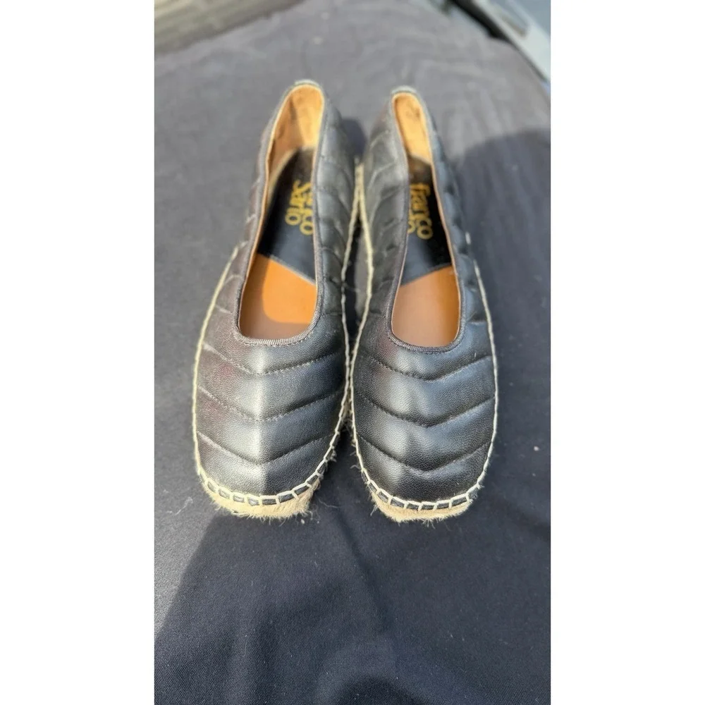 Franco Sarto Black Leather Espadrilles Flats – Women's Size‎ 5.5